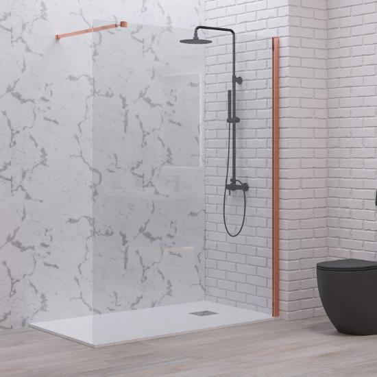 Εικόνα της Karag Σταθερό διαχωριστικό ντουζιέρας με διάφανο κρύσταλλο WALKIN 1 Rose Gold