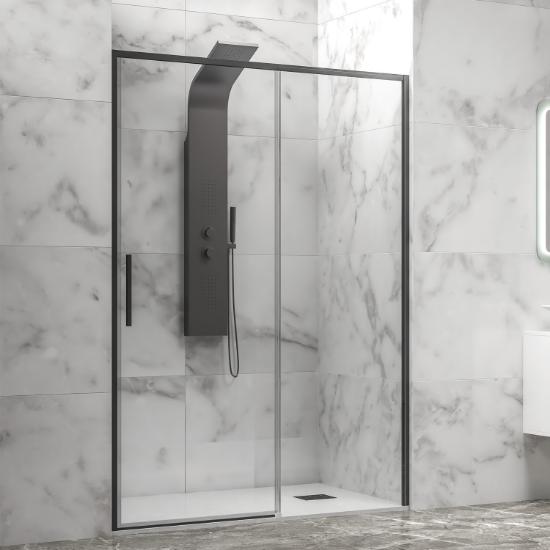 Εικόνα της Karag Καμπίνα Από Τοίχο σε Τοίχο με Διάφανο Κρύσταλλο LEA 400 Black