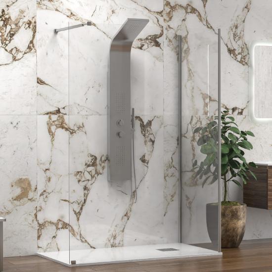 Εικόνα της Karag Σταθερό Πάνελ Καμπίνας Με Διάφανο Κρύσταλλο Walkin 4 Cromo