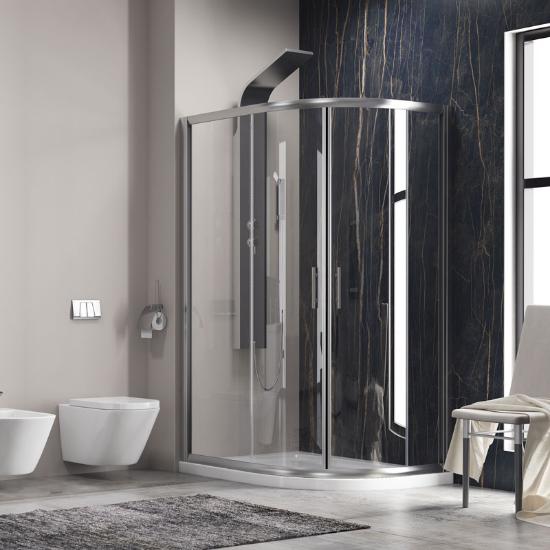 Εικόνα της Karag Καμπίνα Ασύμμετρη Ημικυκλική Με Διάφανο Κρύσταλλο Flora 650 Χρωμέ