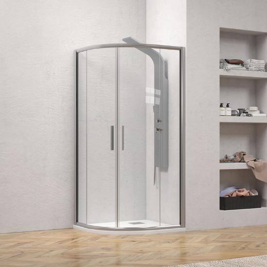 Εικόνα της Karag Καμπίνα Ημικυκλική Με Διάφανο Κρύσταλλο Efe 200 Argento Mat