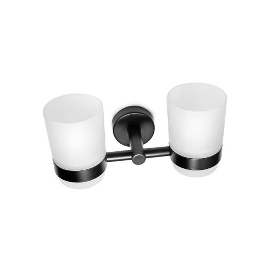 Εικόνα της Karag Διπλή Ποτηροθήκη Μαύρη Ματ Uno 1855 55