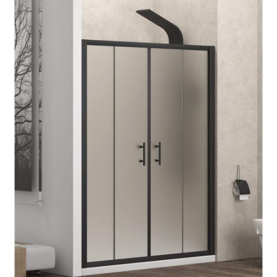 Εικόνα της Karag Καμπίνα Από Τοίχο Σε Τοίχο Με Σατινέ Κρύσταλλο Flora 600 Μαύρη