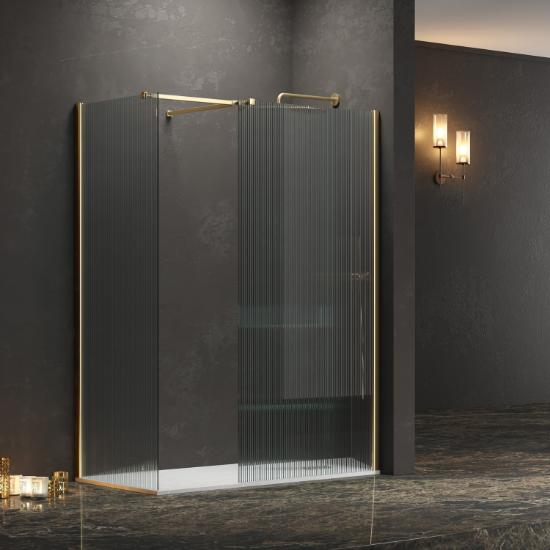 Εικόνα της Karag Σταθερά Διαχωριστικά Ντουζιέρας Με Flute Κρύσταλλο Walkin 2 Gold  90X200Cm