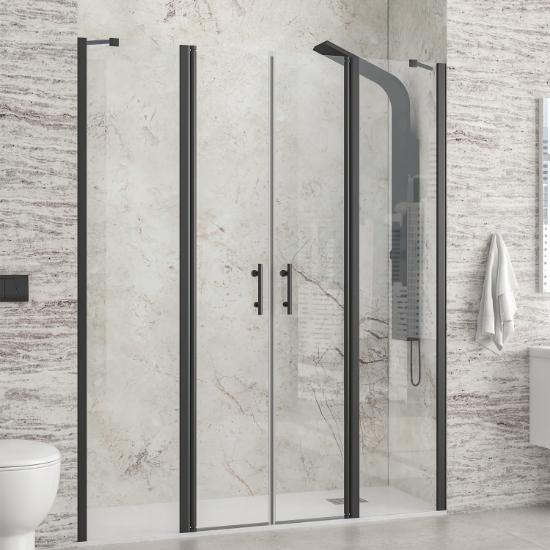 Εικόνα της Karag Καμπίνα Από Τοίχο Σε Τοίχο Με Διάφανο Κρύσταλλο Panex 700 Black Karag 180X200Cm