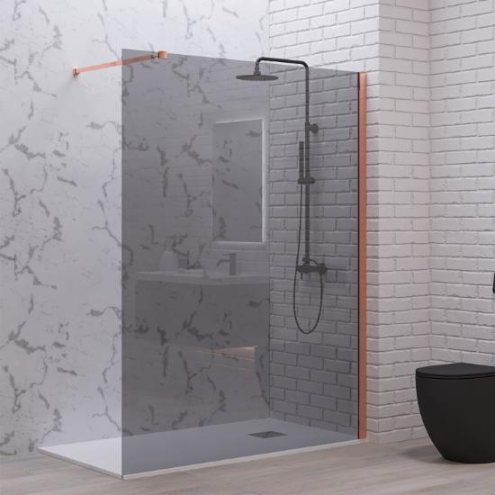 Εικόνα της Karag Σταθερό Διαχωριστικό Ντουζιέρας με fume Κρύσταλλο WALKIN 1 Rose Gold 120x200cm