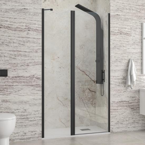 Εικόνα της Karag Καμπίνα Από Τοίχο Σε Τοίχο Με Διάφανο Κρύσταλλο Panex 400 Alto Black Karag 85X200Cm