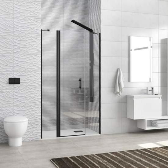 Εικόνα της Karag Καμπίνα Από Τοίχο Σε Τοίχο Με Διάφανο Κρύσταλλο Panex 600 Alto Black Karag 130X200Cm