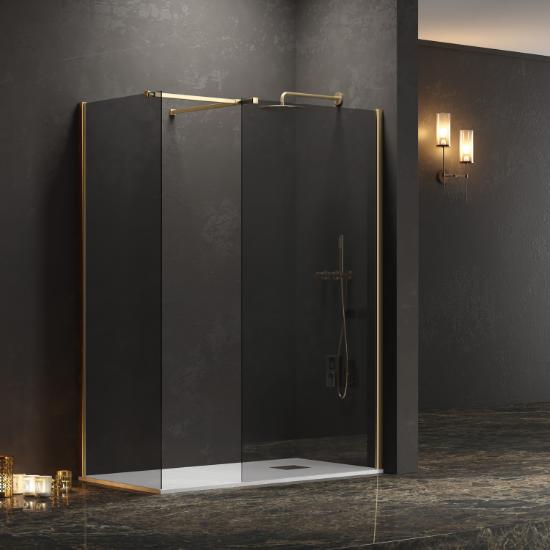 Εικόνα της Karag Σταθερά Διαχωριστικά Ντουζιέρας Με Fume Κρύσταλλο Walkin 2 Gold  100X200Cm