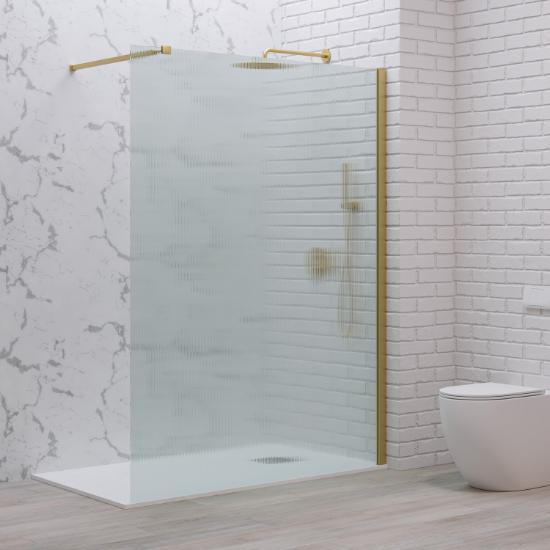 Εικόνα της Karag Σταθερό Διαχωριστικό Ντουζιέρας Με Flute Κρύσταλλο Walkin 1 Gold  140X200Cm