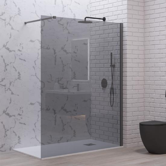 Εικόνα της Karag Σταθερό Διαχωριστικό Ντουζιέρας με fume Κρύσταλλο WALKIN 1 Gun Metal 80x200cm