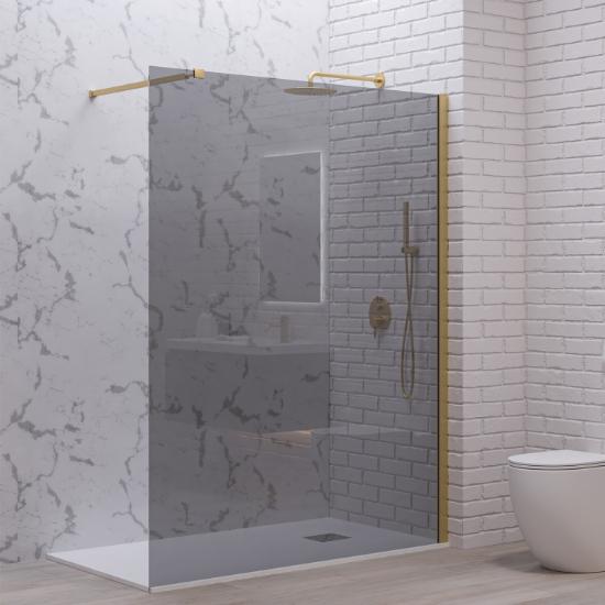 Εικόνα της Karag Σταθερό Διαχωριστικό Ντουζιέρας Με Fume Κρύσταλλο Walkin 1 Gold  90X200Cm