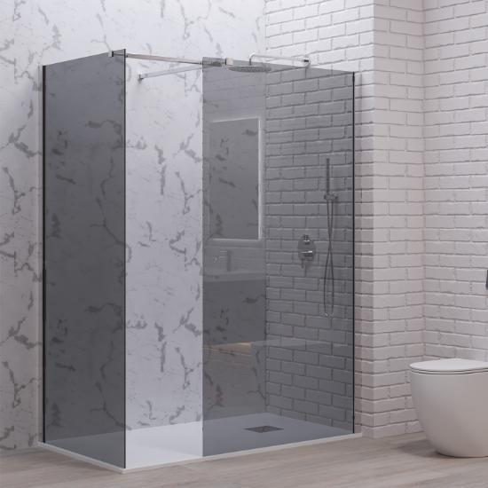 Εικόνα της Karag Σταθερά Διαχωριστικά Ντουζιέρας με fume Κρύσταλλο WALKIN 2 Cromo 140x200cm