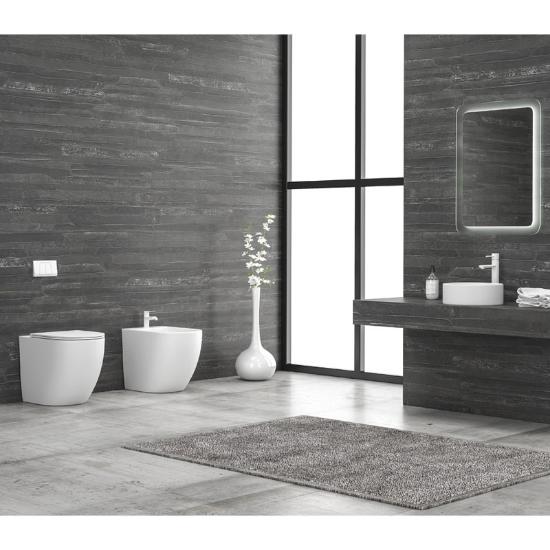 Εικόνα της Karag Λεκάνη Δαπέδου Rimless Με Κάλυμμα Λευκή Ματ Milos Lt 2141D