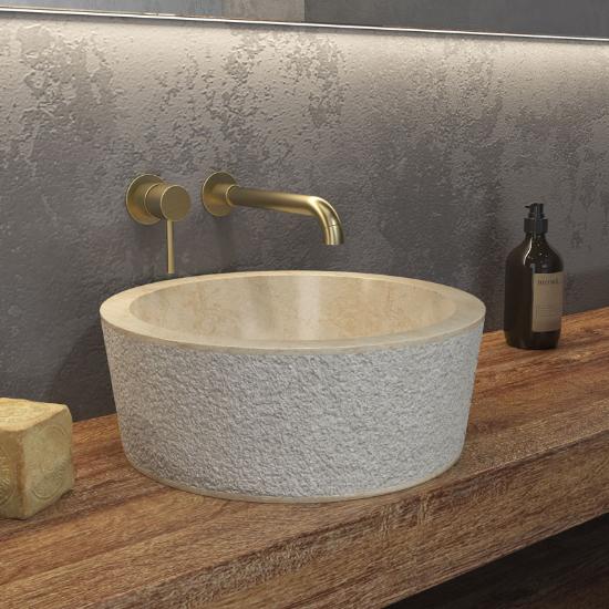 Εικόνα της Karag Νιπτήρας Επικαθήμενος Πέτρινος Timur Cream O40X15cm