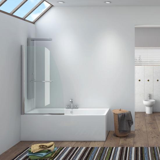 Εικόνα της Karag Καμπίνα Μπανιέρας Ανοιγόμενη Με Διάφανο Κρύσταλλο M 9 Χρωμέ 85X140cm