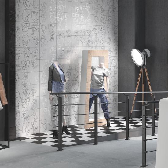 Εικόνα της Bagno Tiles Πλακάκι Face Line White Karag 25X25Cm