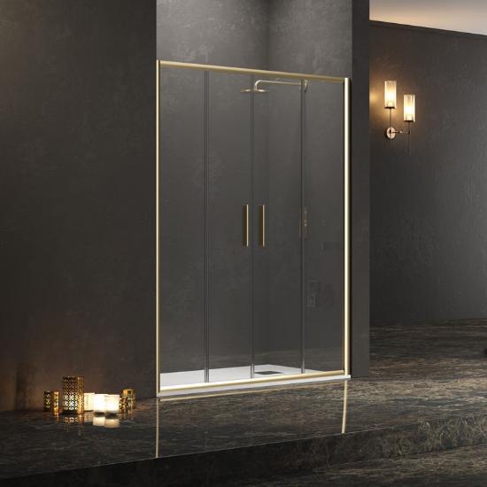 Εικόνα της Karag Καμπίνα Από Τοίχο Σε Τοίχο Με Διάφανο Κρύσταλλο Efe 600 Gold Karag 160X190Cm