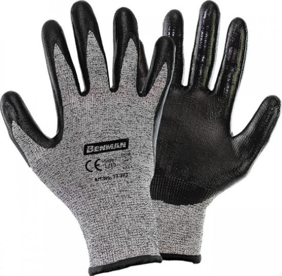 Εικόνα της Benman Γάντια Εργασίας Νιτριλίου Αντικοπής με Πλέξη από HPPE και Ίνες Γυαλιού Μαύρα