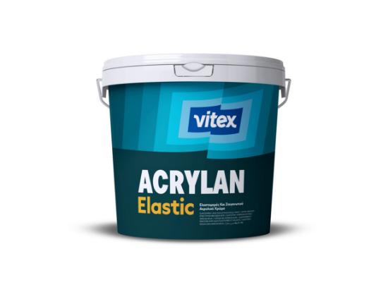 Εικόνα της Vitex Acrylan Elastic Ελαστομερές Στεγανωτικό Χρώμα Νερού Εξωτερικών Καθέτων Επιφανειών Λευκό Ματ 3lt
