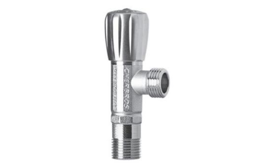 Εικόνα της CherBros Διακόπτης Γωνιακός 1/2'' x 1/2'' Περιστροφικός Premium Χρωμέ με ABS Satin Βολάν